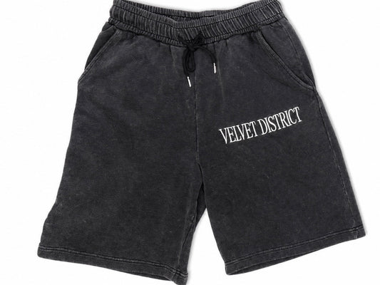 Vintage Washed Grey Shorts – Velvet District Embroidered Sweat Shorts